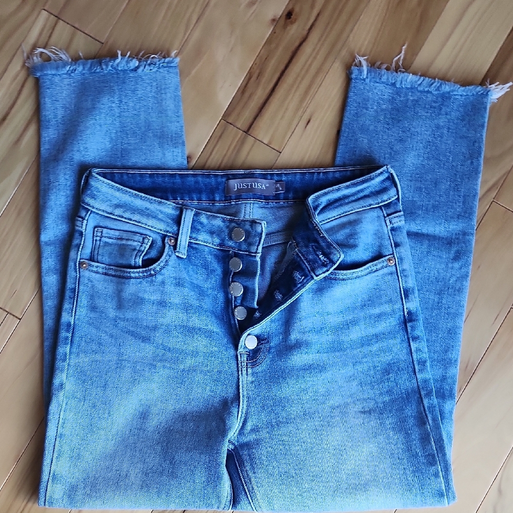 JustFab Blue High-Waisted Jeans